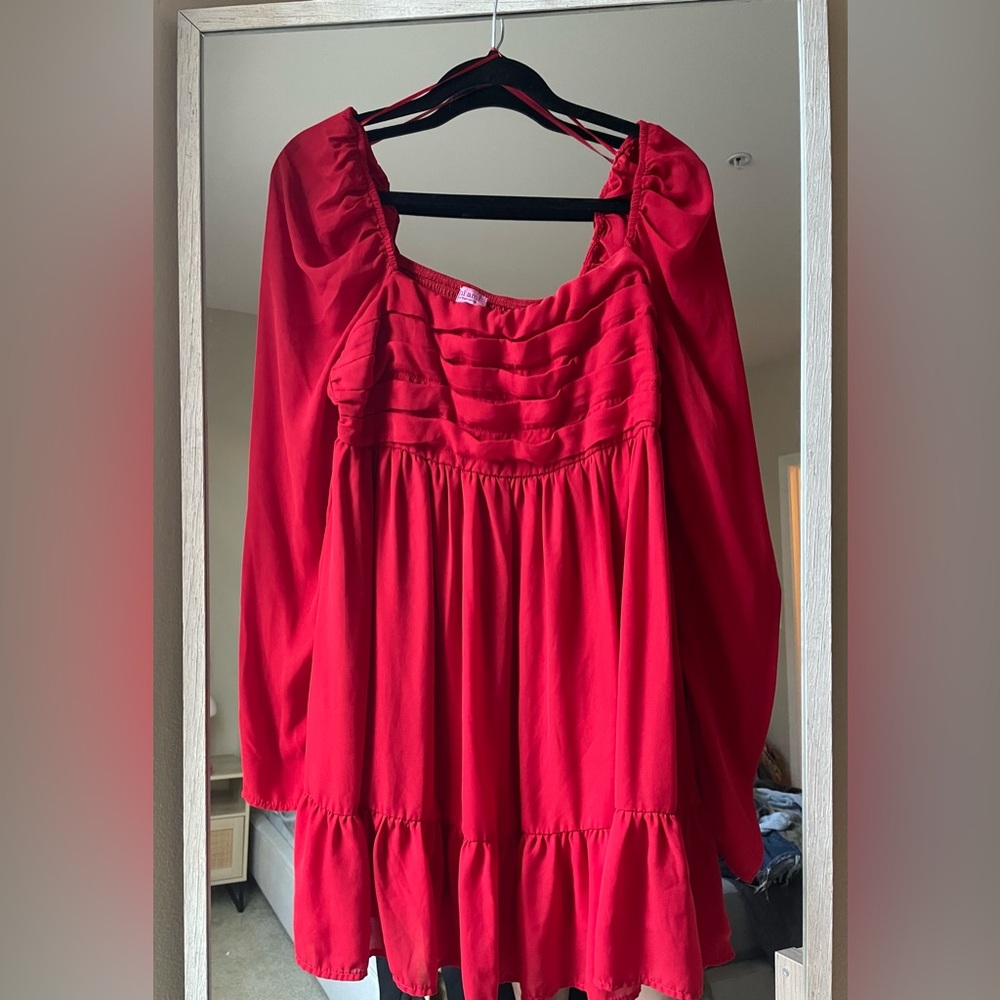 Red long sleeve dress